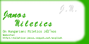 janos miletics business card